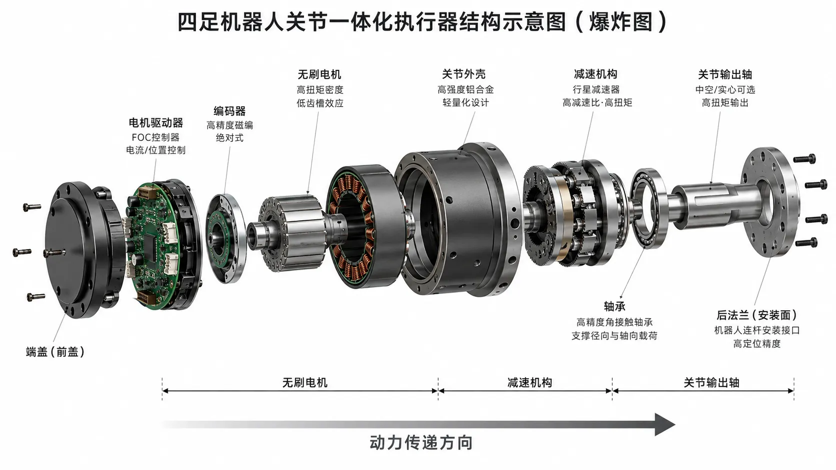 四足机器人关节执行器示意图